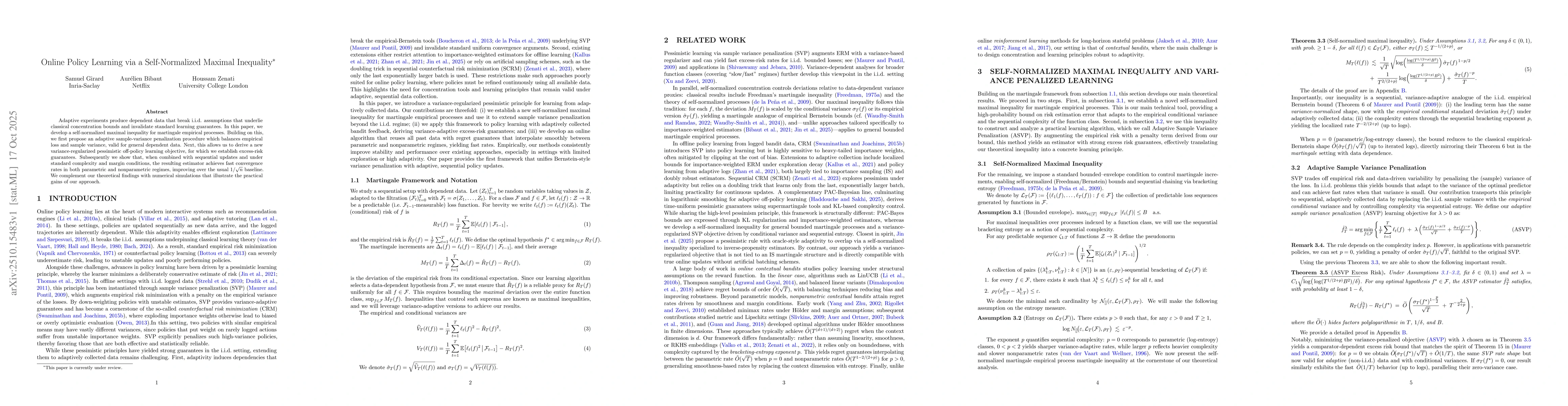 Thumbnail for Online Policy Learning via a Self-Normalized Maximal Inequality