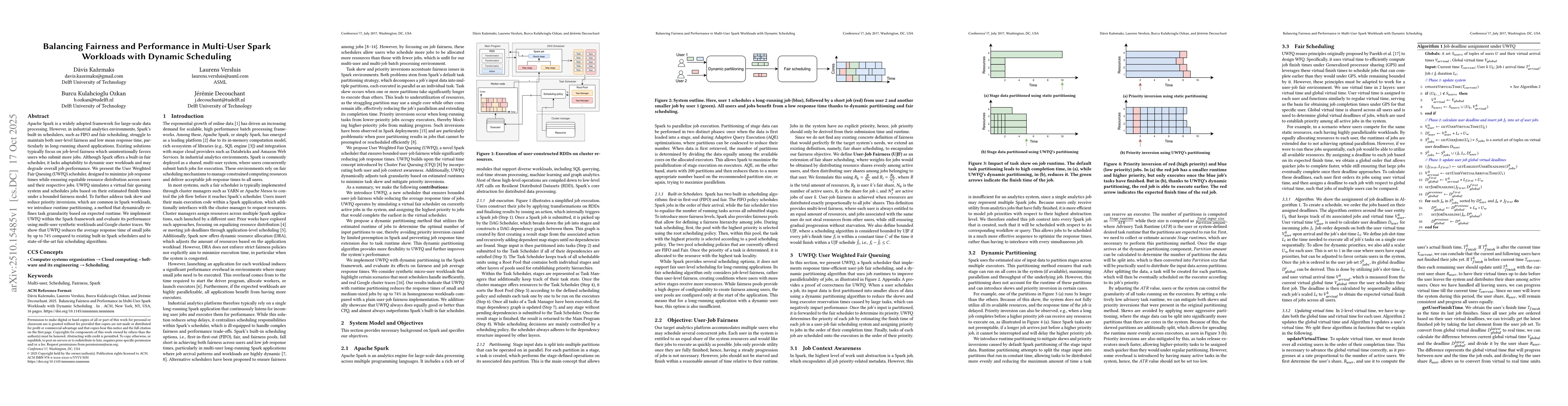 Thumbnail for Balancing Fairness and Performance in Multi-User Spark Workloads with
  Dynamic Scheduling (extended version)