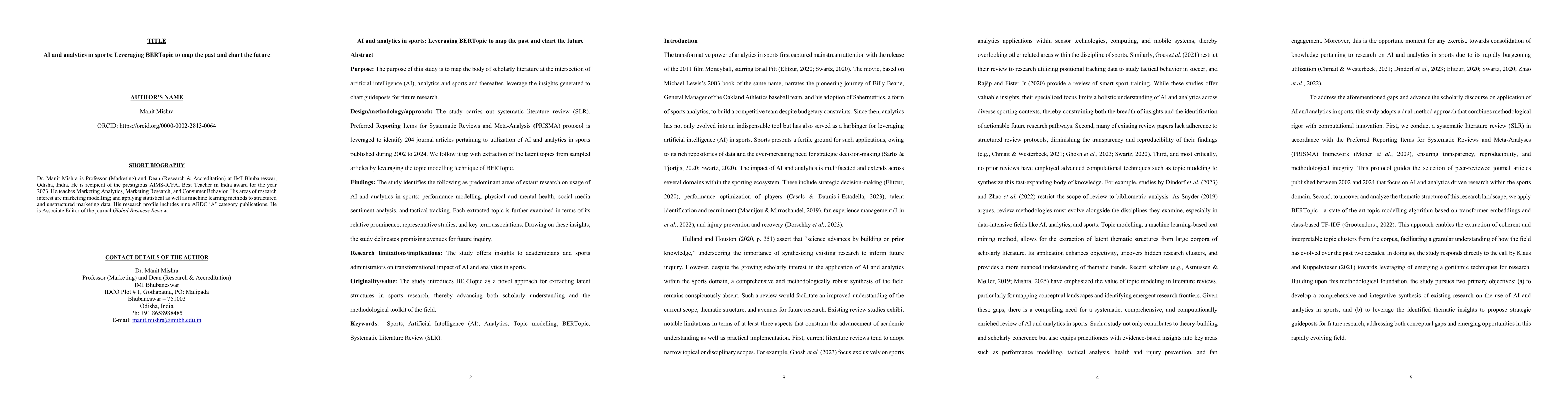 Thumbnail for AI and analytics in sports: Leveraging BERTopic to map the past and
  chart the future