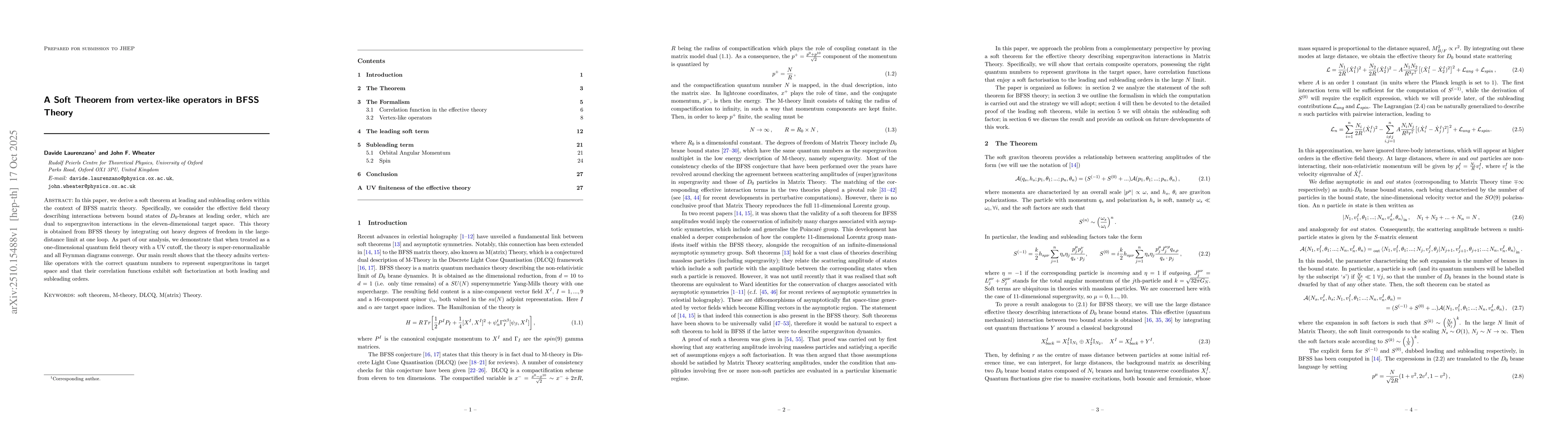 Thumbnail for A Soft Theorem from vertex-like operators in BFSS Theory