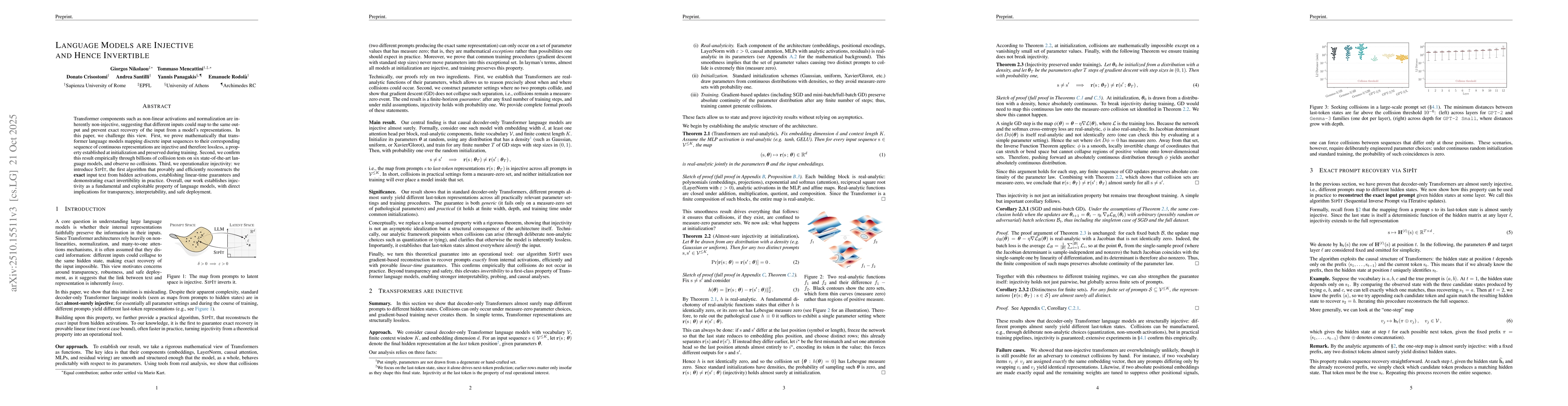 Thumbnail for Language Models are Injective and Hence Invertible