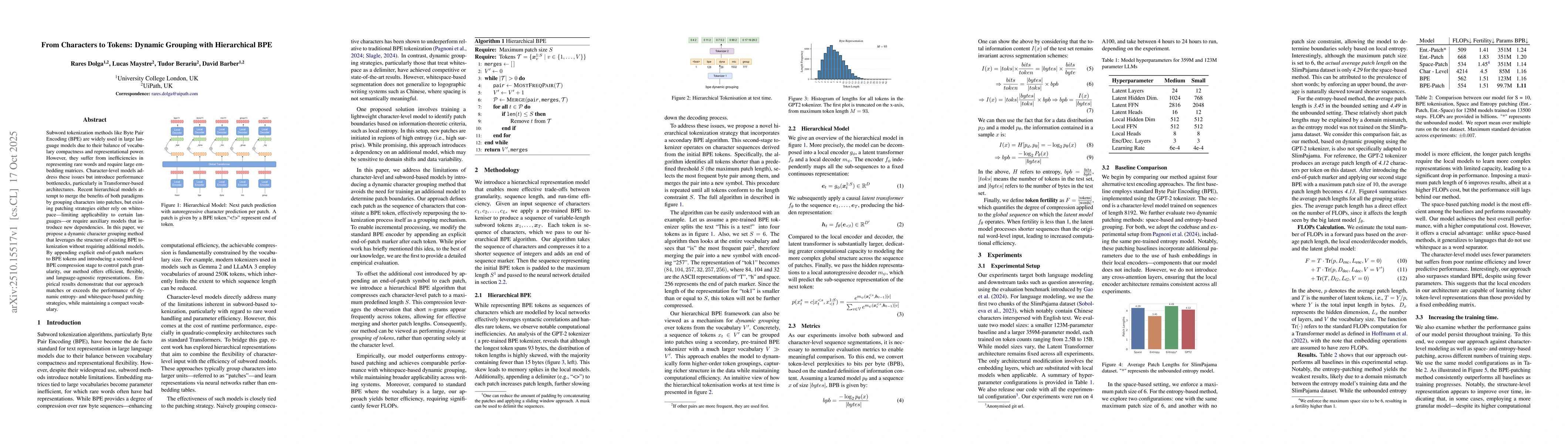 Thumbnail for From Characters to Tokens: Dynamic Grouping with Hierarchical BPE