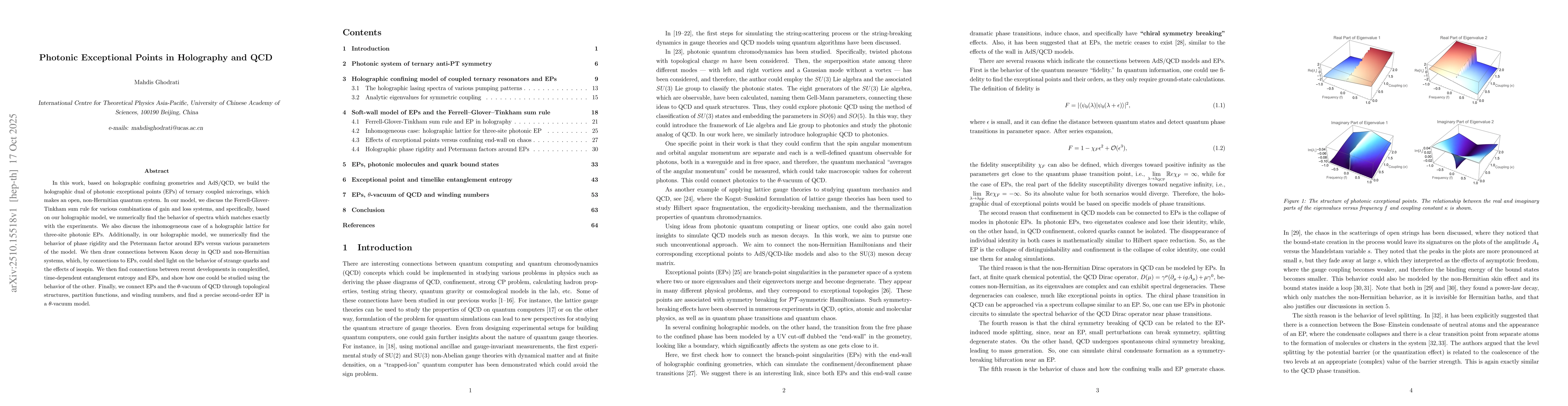 Thumbnail for Photonic Exceptional Points in Holography and QCD