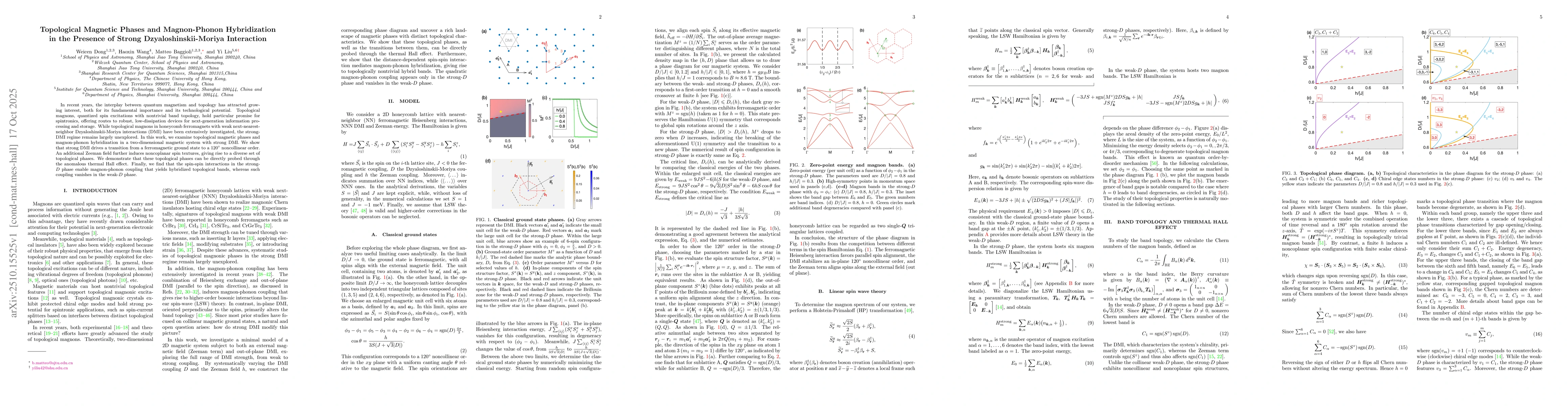 Thumbnail for Topological Magnetic Phases and Magnon-Phonon Hybridization in the
  Presence of Strong Dzyaloshinskii-Moriya Interaction