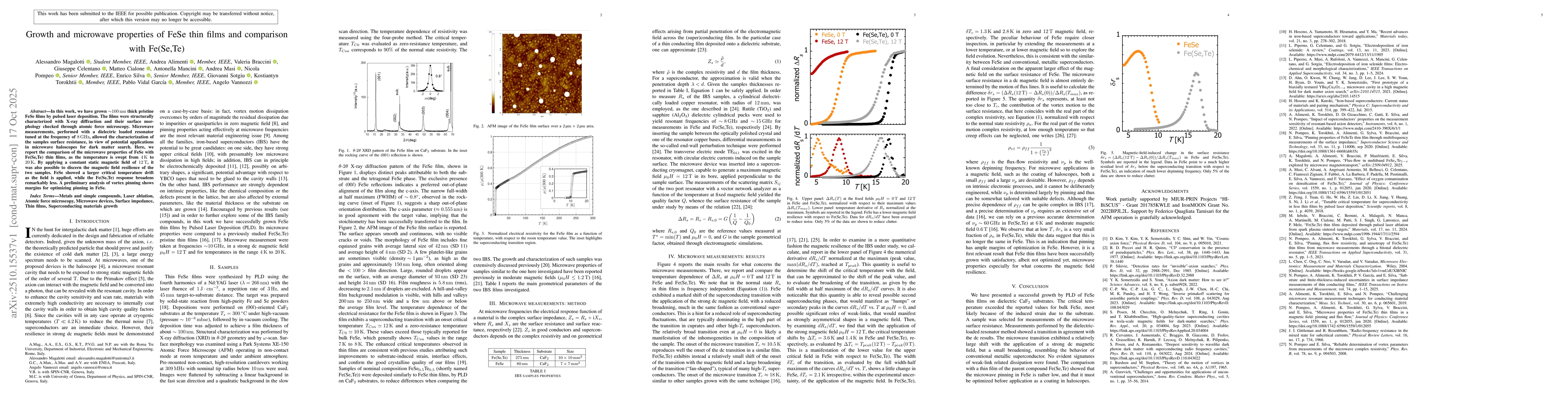 Thumbnail for Growth and microwave properties of FeSe thin films and comparison with
  Fe(Se,Te)