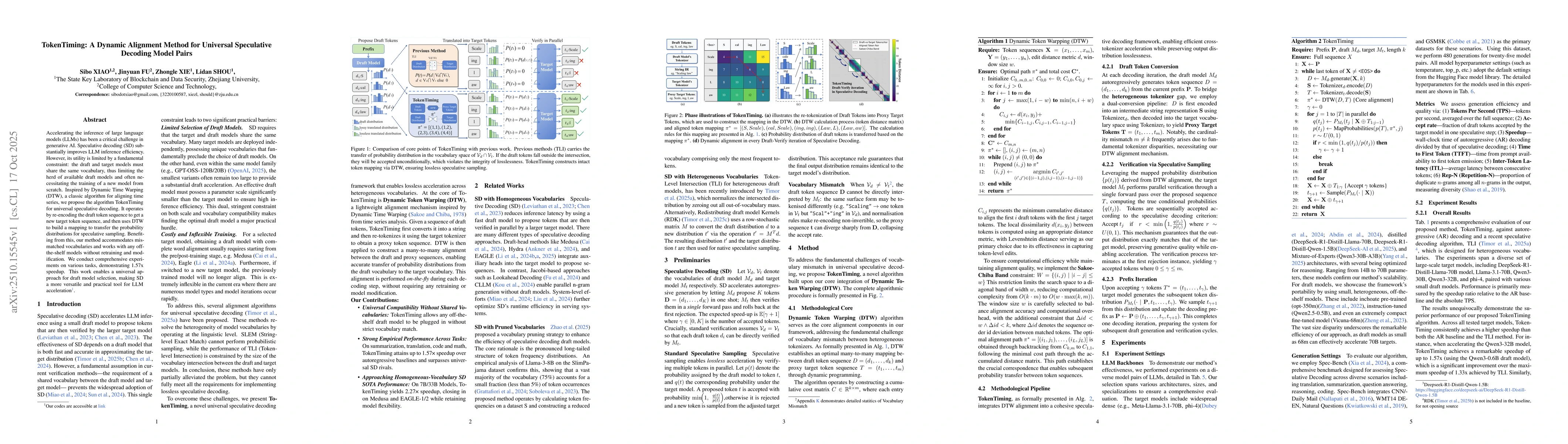 Thumbnail for TokenTiming: A Dynamic Alignment Method for Universal Speculative
  Decoding Model Pairs