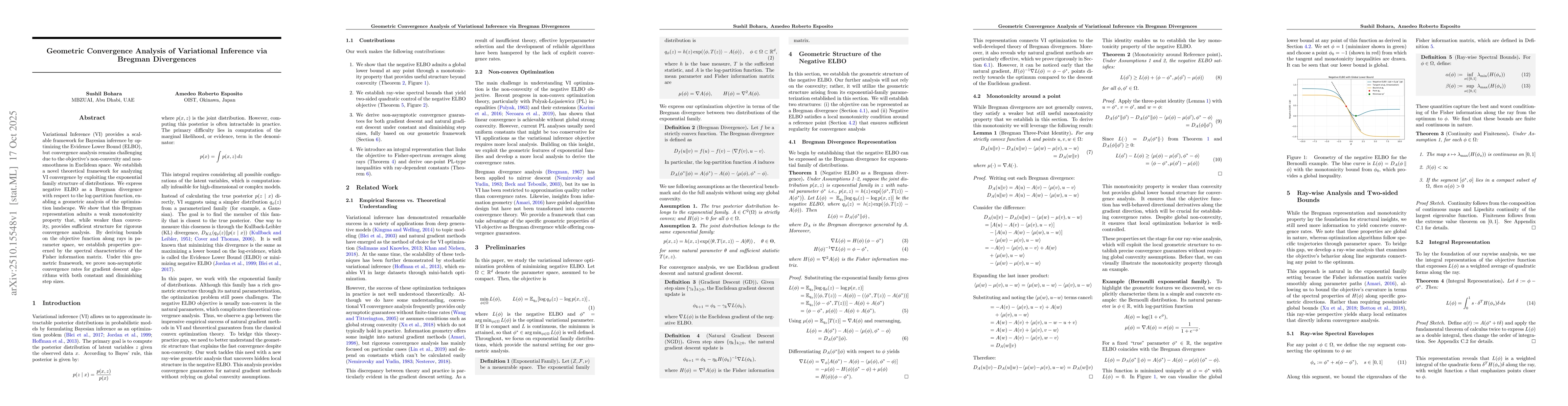Thumbnail for Geometric Convergence Analysis of Variational Inference via Bregman
  Divergences