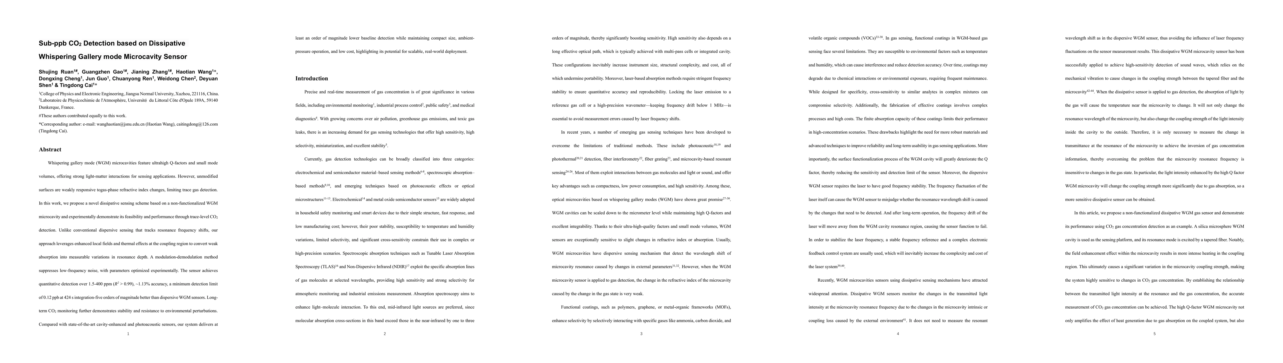 Thumbnail for Sub-ppb CO2 Detection based on Dissipative Whispering Gallery mode
  Microcavity Sensor