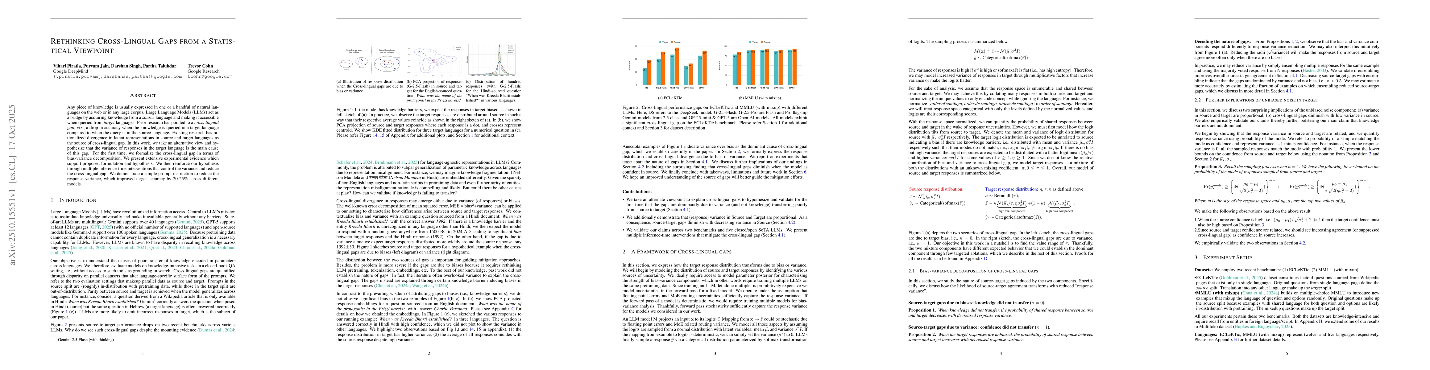 Thumbnail for Rethinking Cross-lingual Gaps from a Statistical Viewpoint
