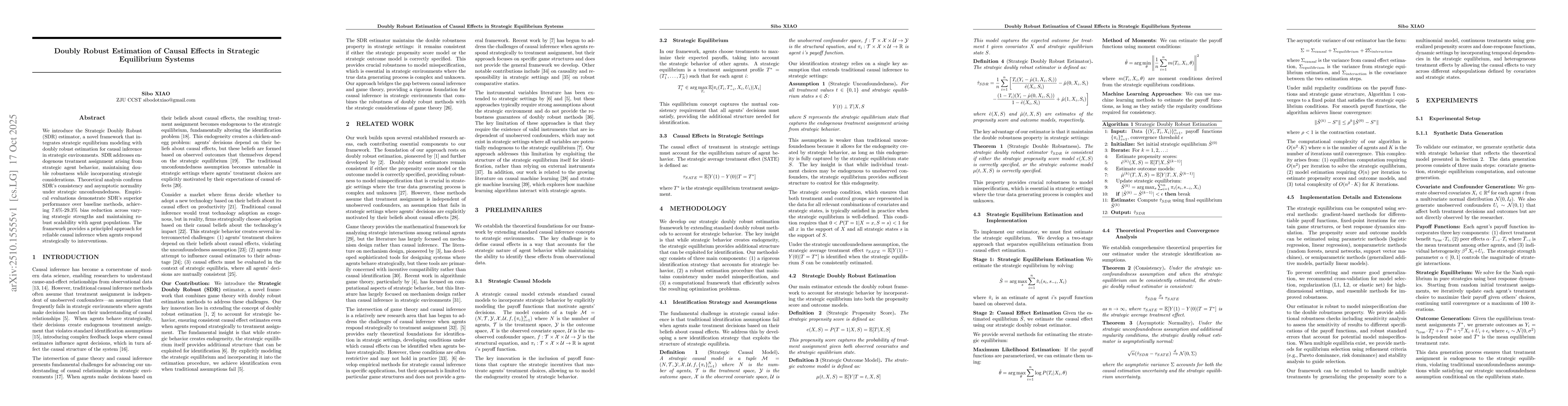 Thumbnail for Doubly Robust Estimation of Causal Effects in Strategic Equilibrium
  Systems