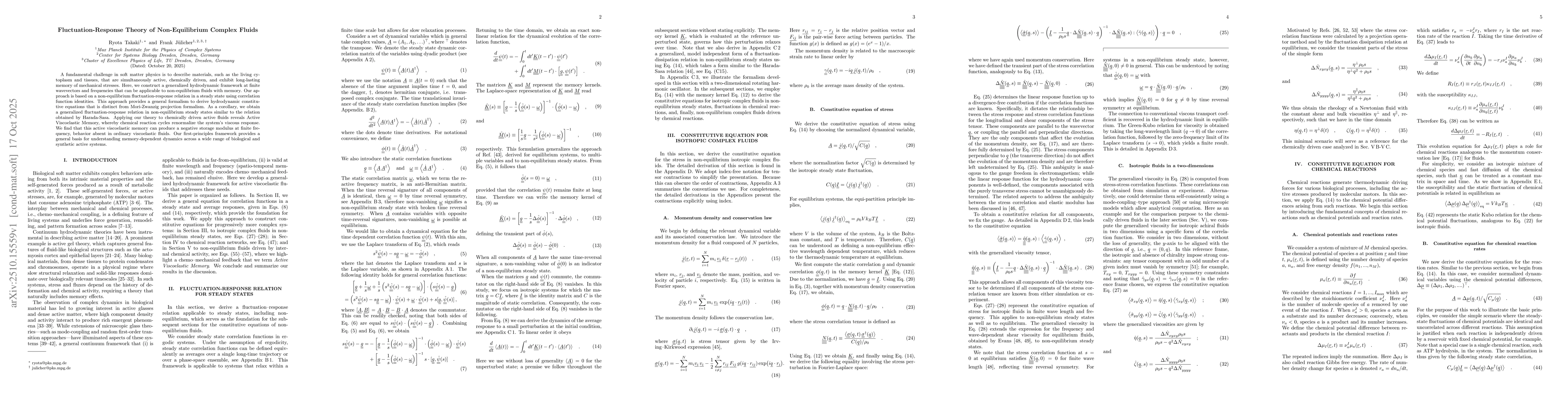 Thumbnail for Fluctuation-Response Theory of Non-Equilibrium Complex Fluids