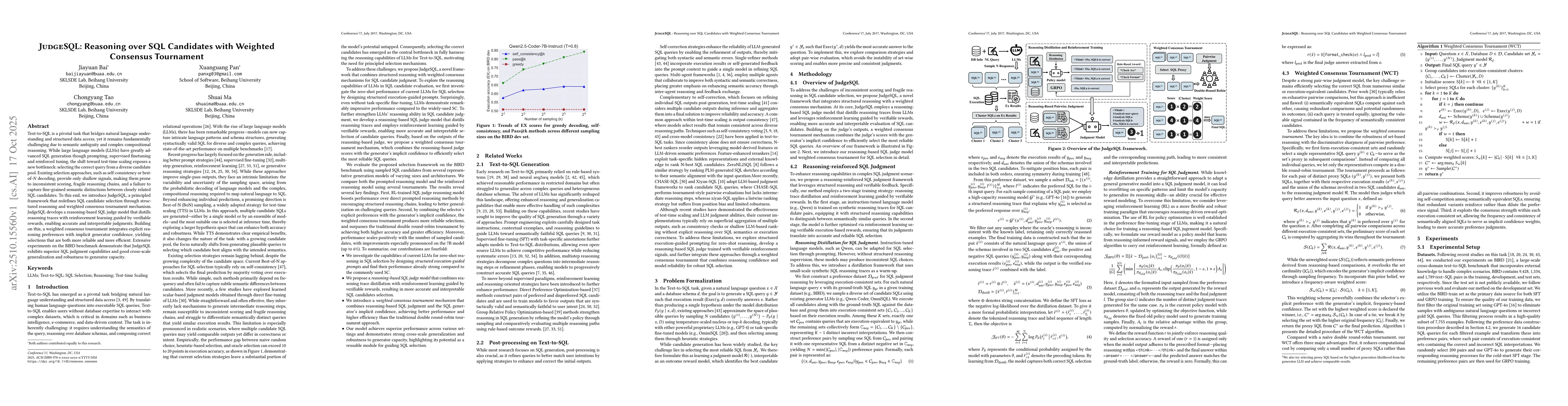 Thumbnail for JudgeSQL: Reasoning over SQL Candidates with Weighted Consensus
  Tournament