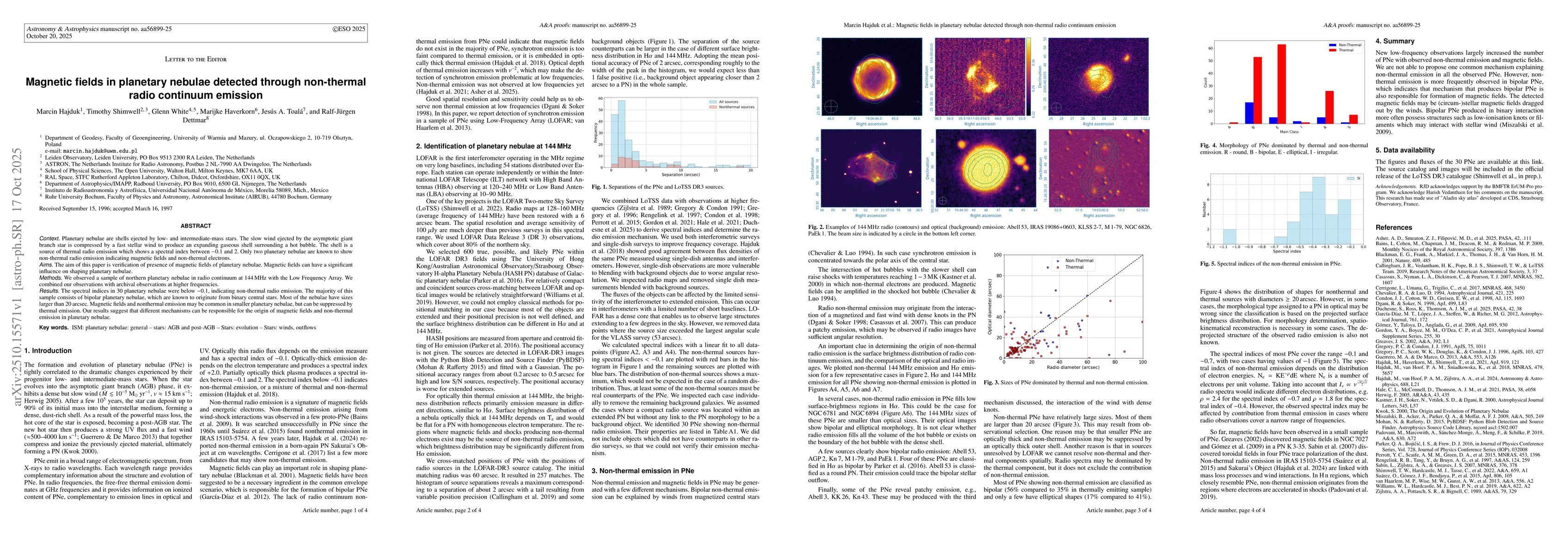 Thumbnail for Magnetic fields in planetary nebulae detected through non-thermal radio
  continuum emission