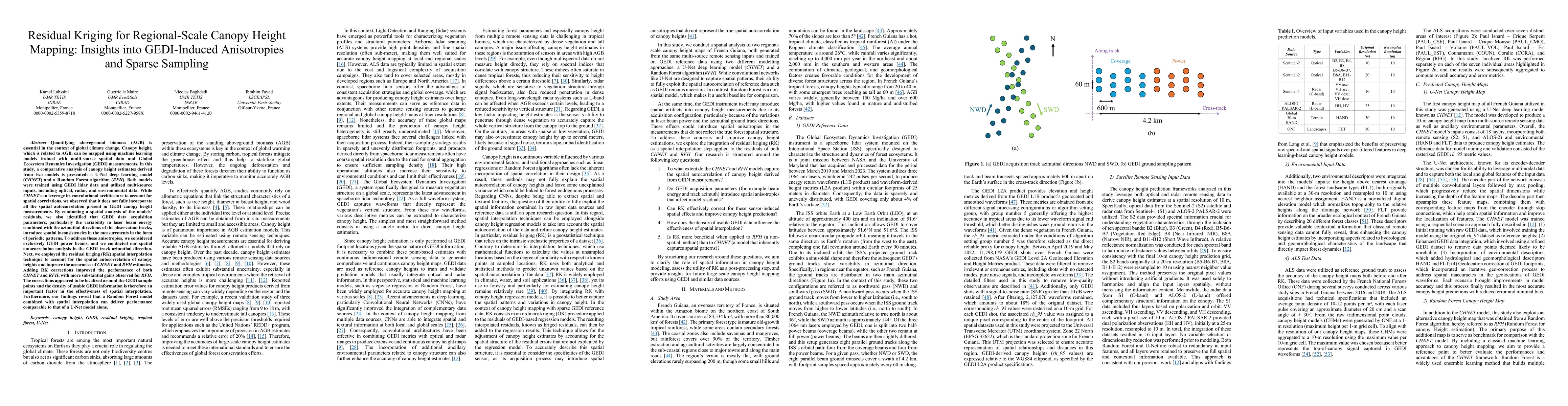 Thumbnail for Residual Kriging for Regional-Scale Canopy Height Mapping: Insights into
  GEDI-Induced Anisotropies and Sparse Sampling