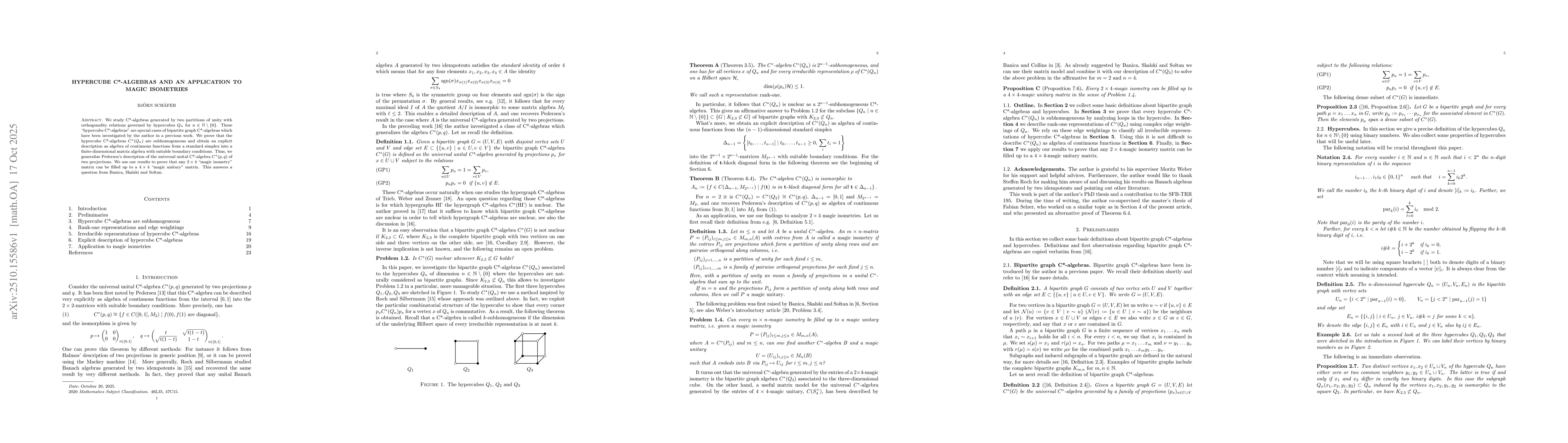 Thumbnail for Hypercube C*-algebras and an application to magic isometries