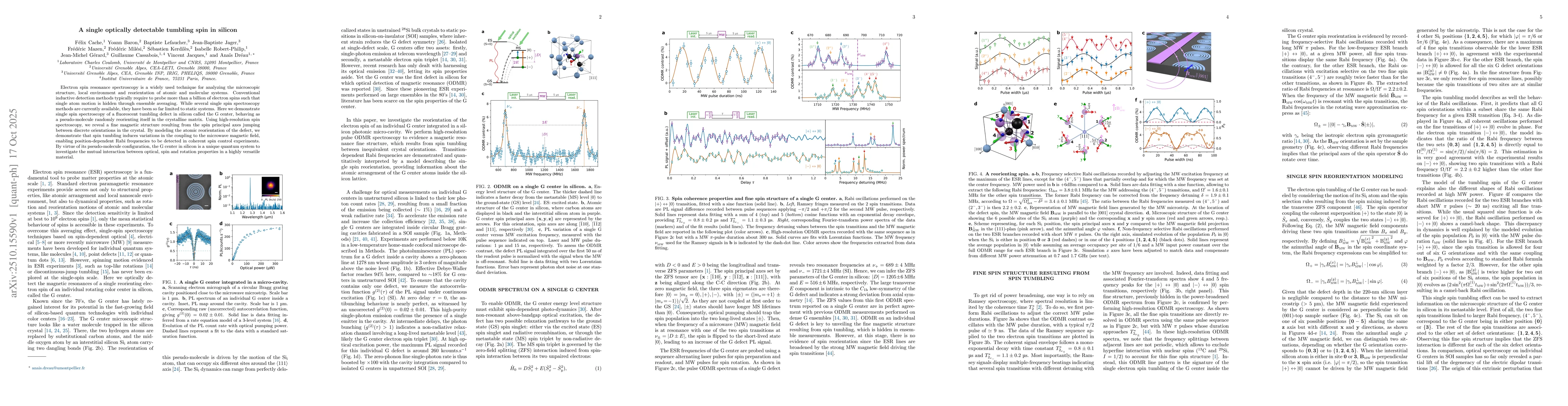 Thumbnail for A single optically detectable tumbling spin in silicon