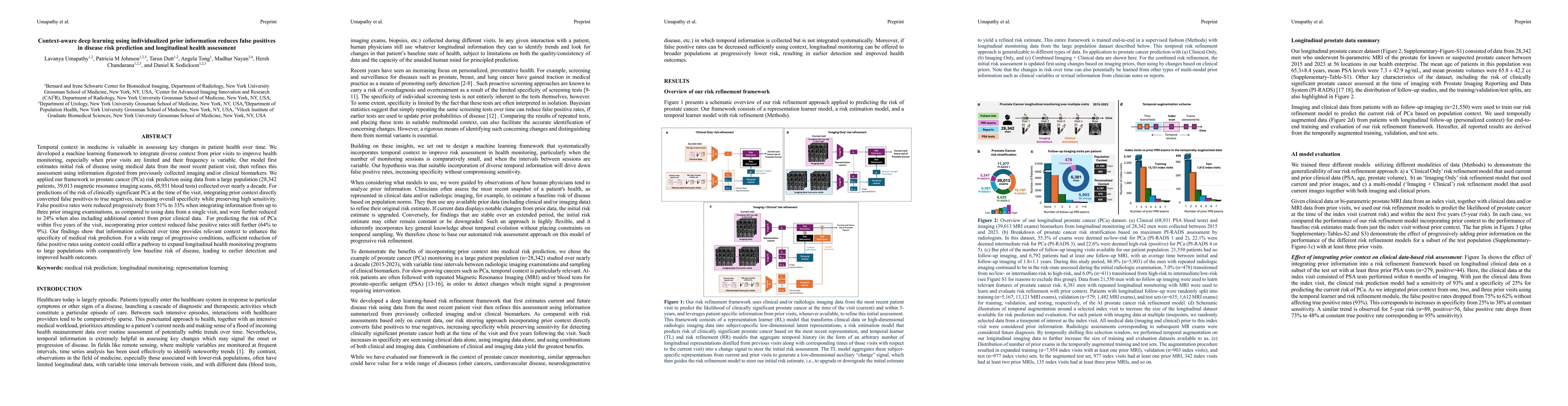 Thumbnail for Context-aware deep learning using individualized prior information
  reduces false positives in disease risk prediction and longitudinal health
  assessment