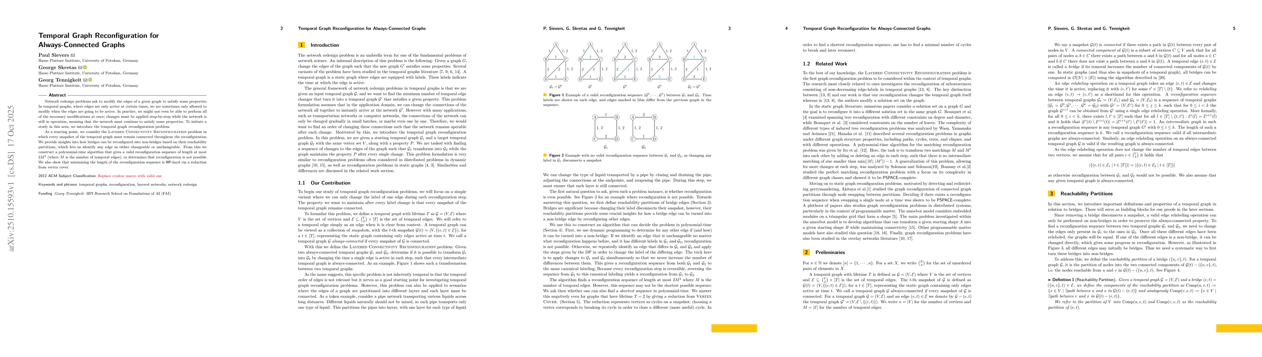 Thumbnail for Temporal Graph Reconfiguration for Always-Connected Graphs