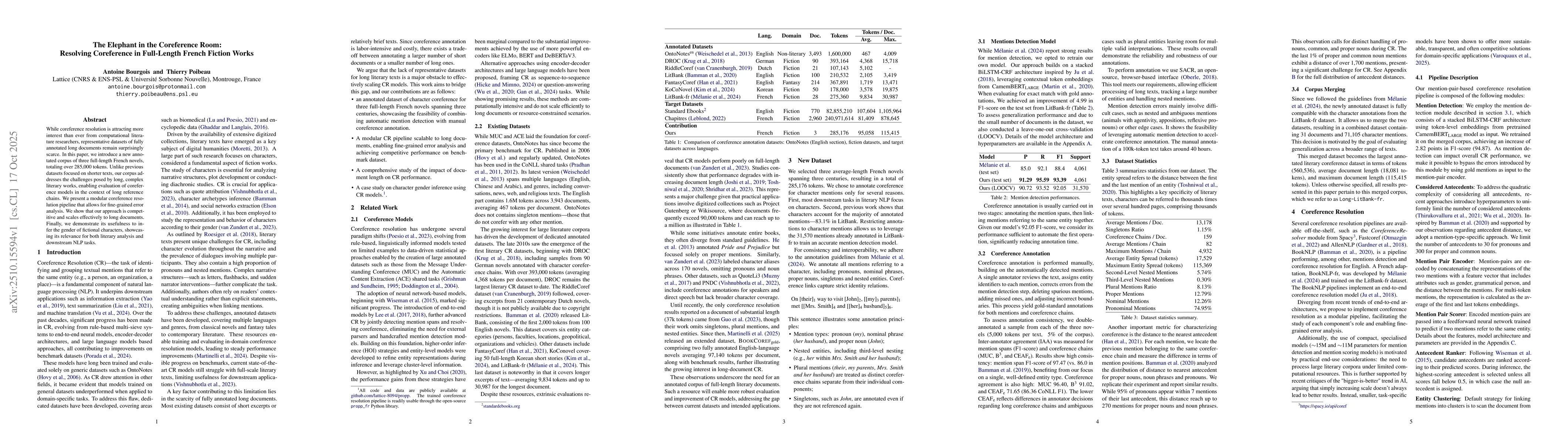 Thumbnail for The Elephant in the Coreference Room: Resolving Coreference in
  Full-Length French Fiction Works