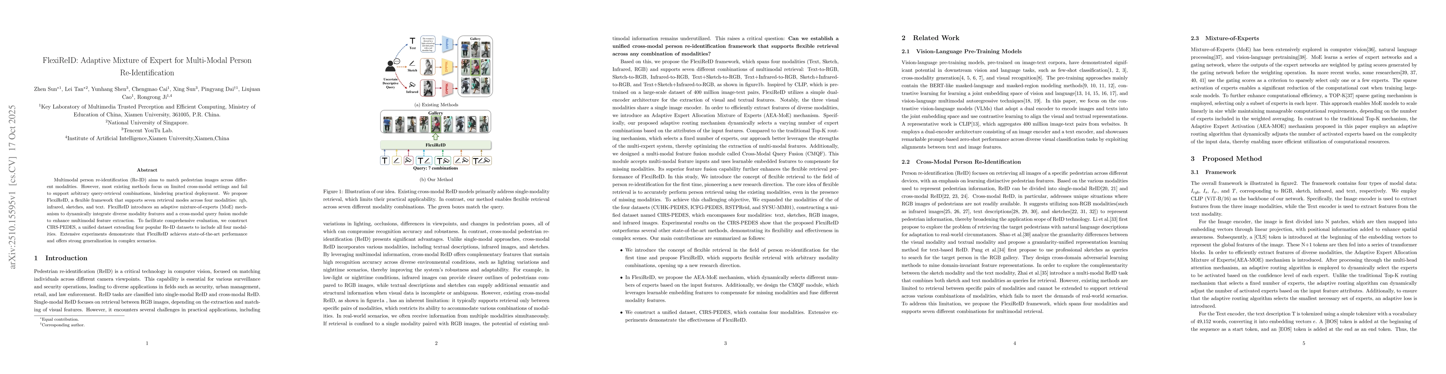 Thumbnail for FlexiReID: Adaptive Mixture of Expert for Multi-Modal Person
  Re-Identification