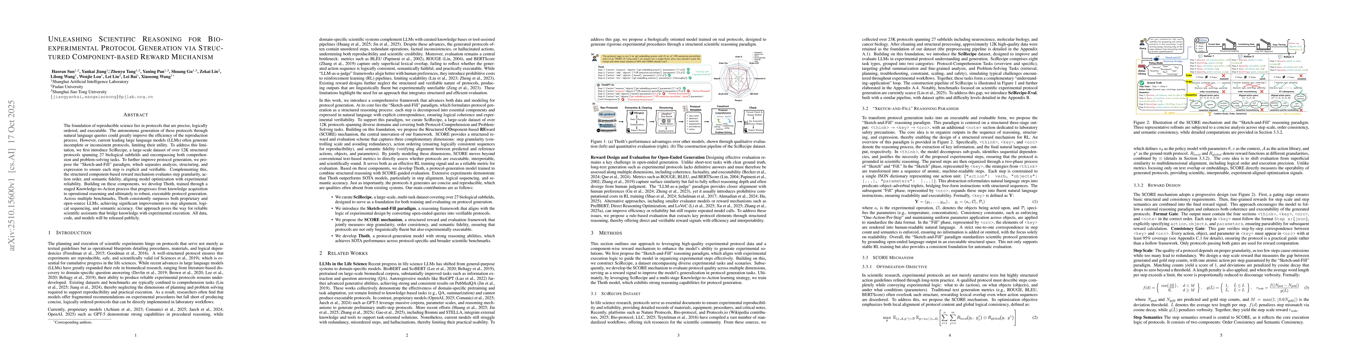 Thumbnail for Unleashing Scientific Reasoning for Bio-experimental Protocol Generation
  via Structured Component-based Reward Mechanism