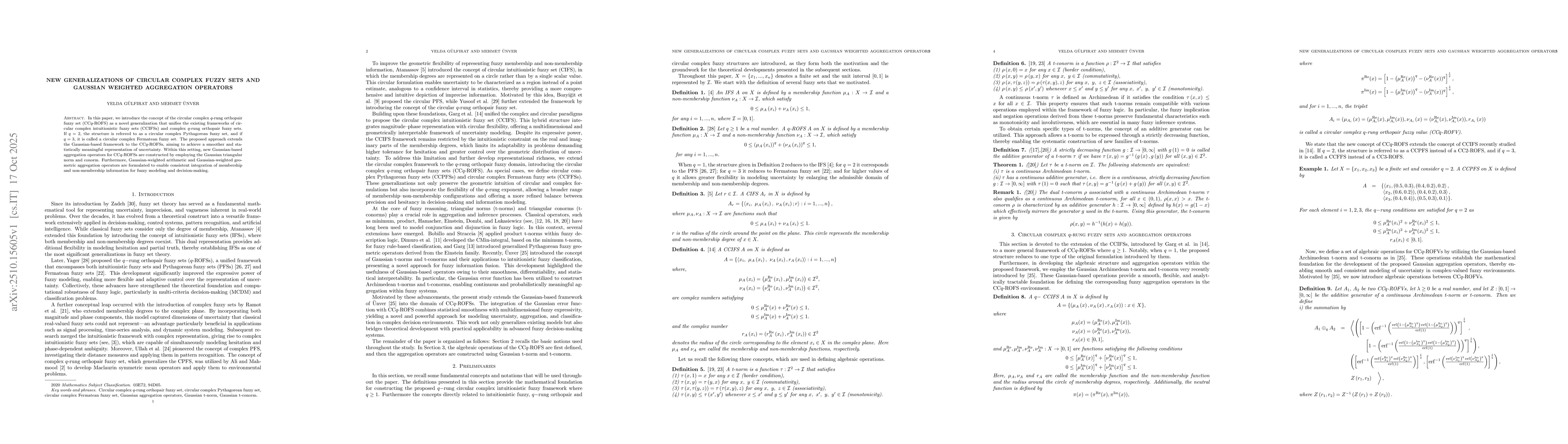 Thumbnail for New generalizations of circular complex fuzzy sets and Gaussian weighted
  aggregation operators