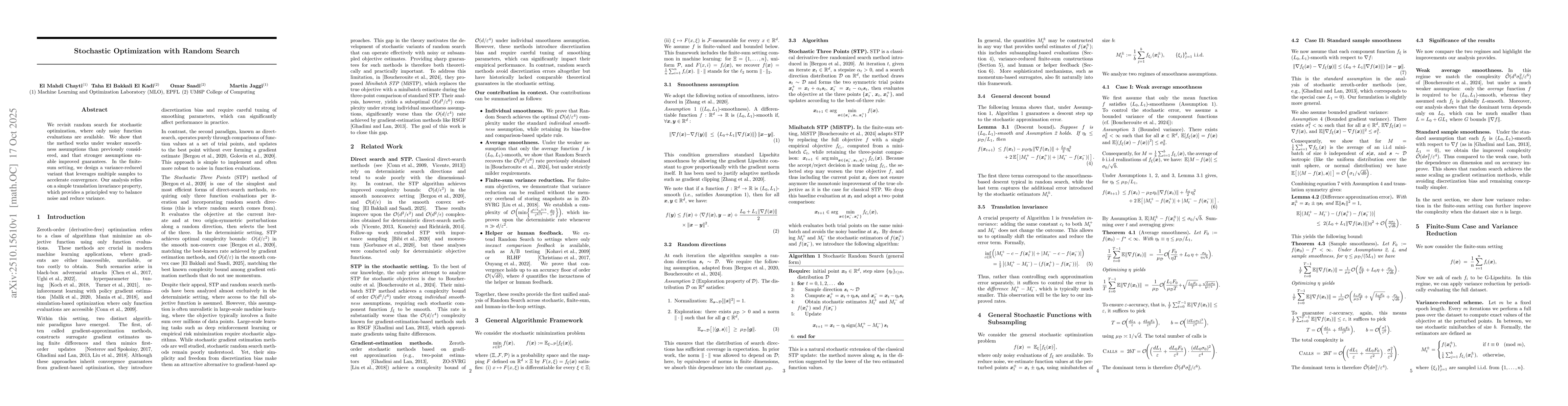 Thumbnail for Stochastic Optimization with Random Search