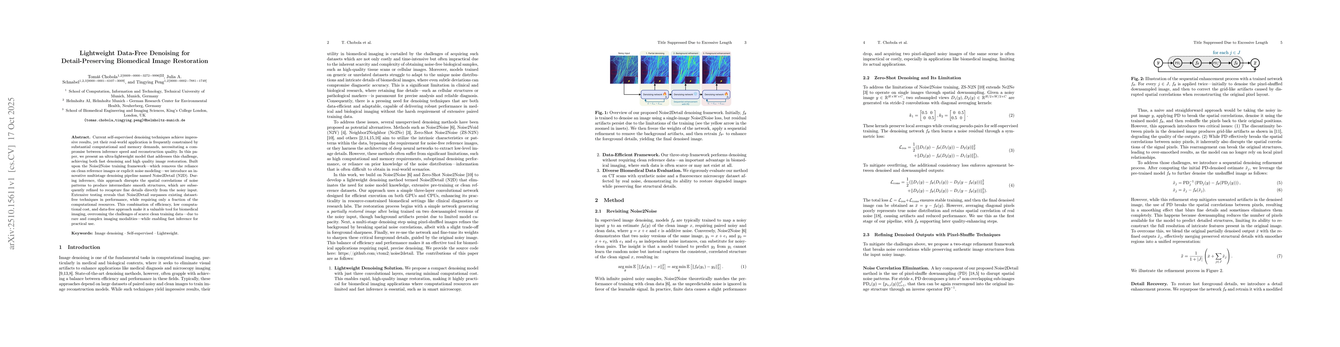 Thumbnail for Lightweight Data-Free Denoising for Detail-Preserving Biomedical Image
  Restoration