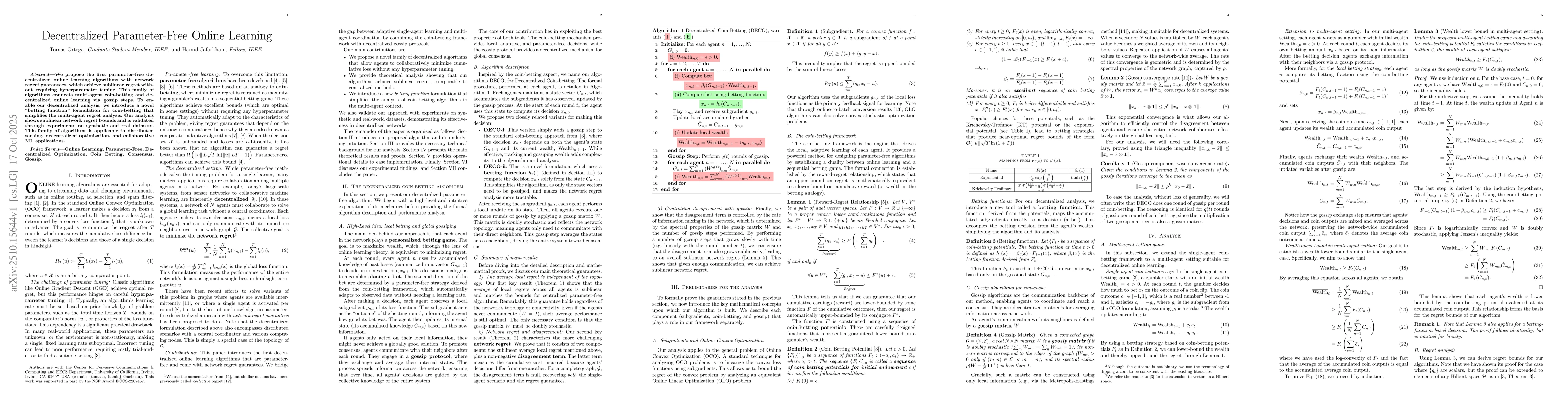 Thumbnail for Decentralized Parameter-Free Online Learning