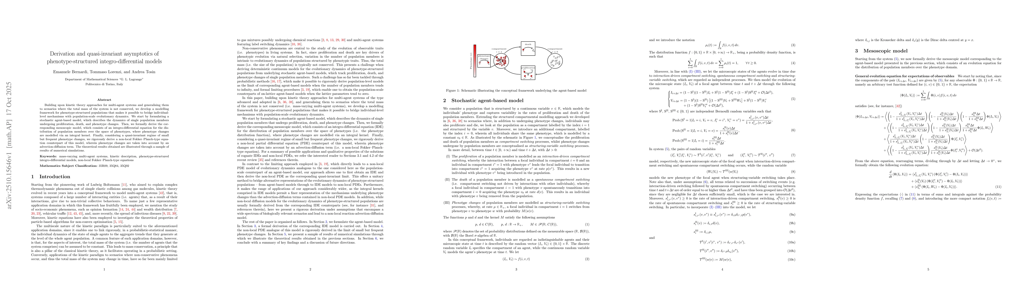 Thumbnail for Derivation and quasi-invariant asymptotics of phenotype-structured
  integro-differential models