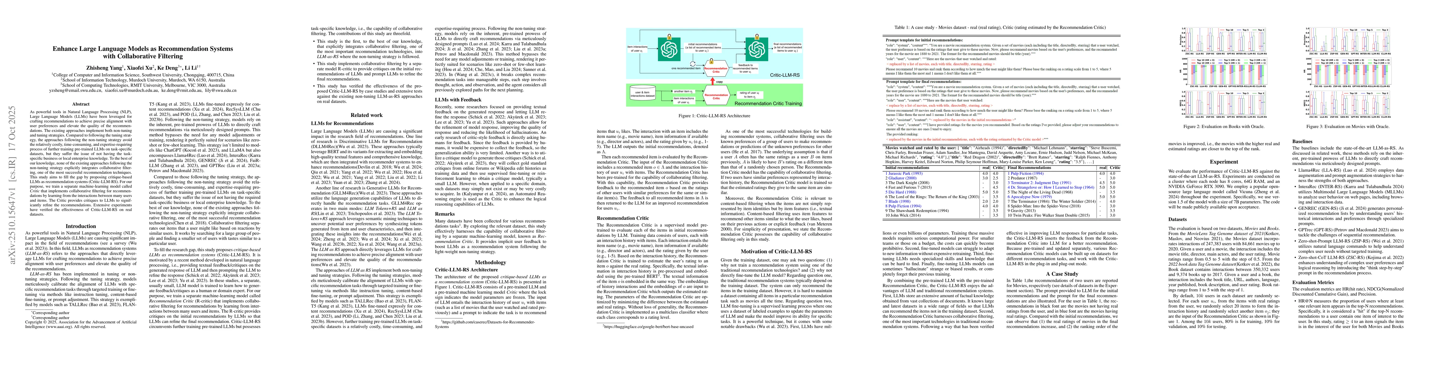 Thumbnail for Enhance Large Language Models as Recommendation Systems with
  Collaborative Filtering