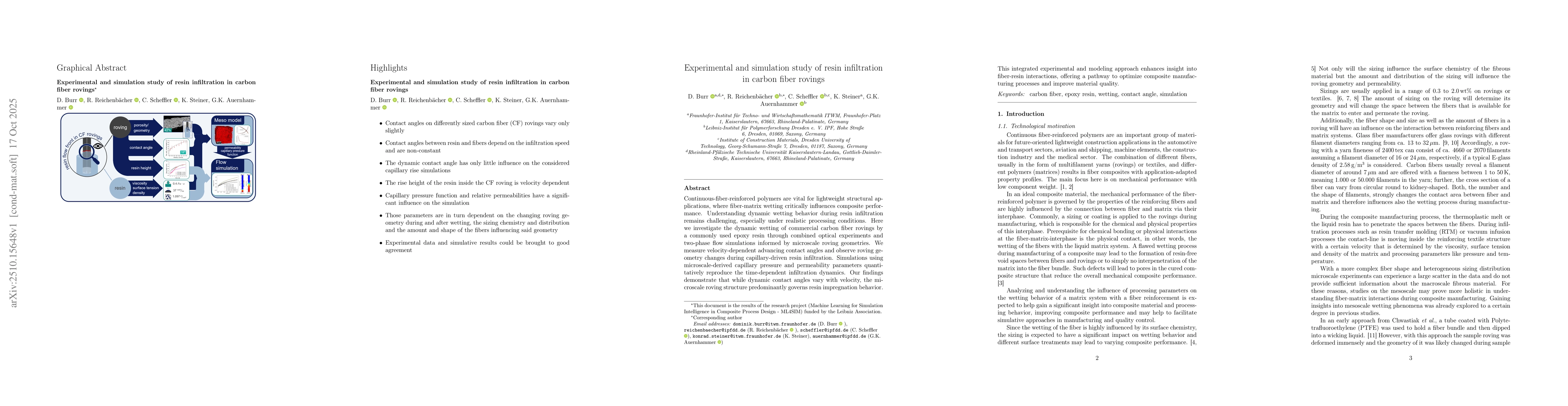 Thumbnail for Experimental and simulation study of resin infiltration in carbon fiber
  rovings