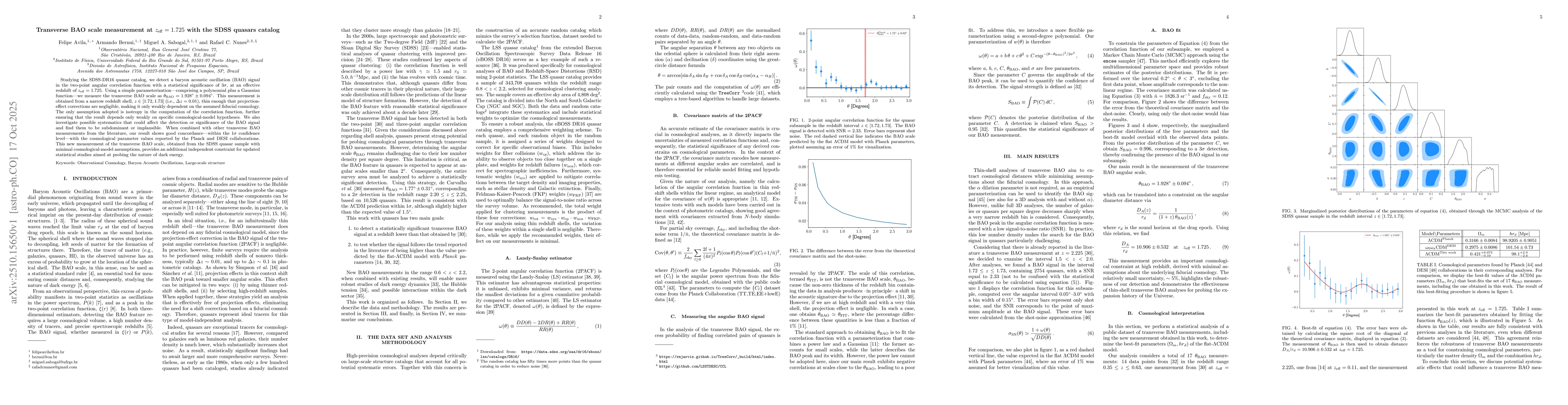 Thumbnail for Transverse BAO scale measurement at $z_{\rm eff} = 1.725$ with the SDSS
  quasars catalog