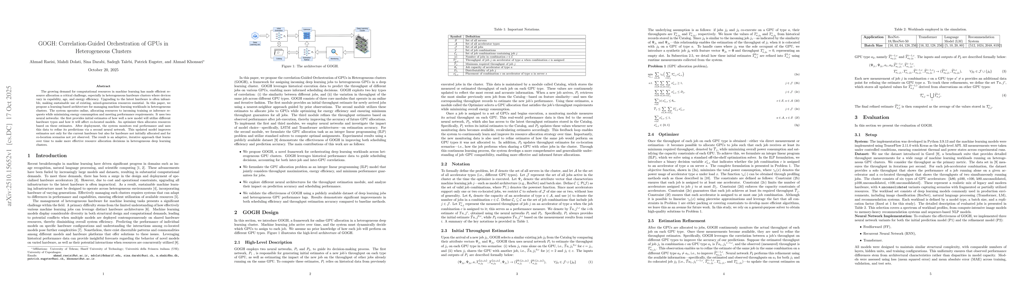 Thumbnail for GOGH: Correlation-Guided Orchestration of GPUs in Heterogeneous Clusters