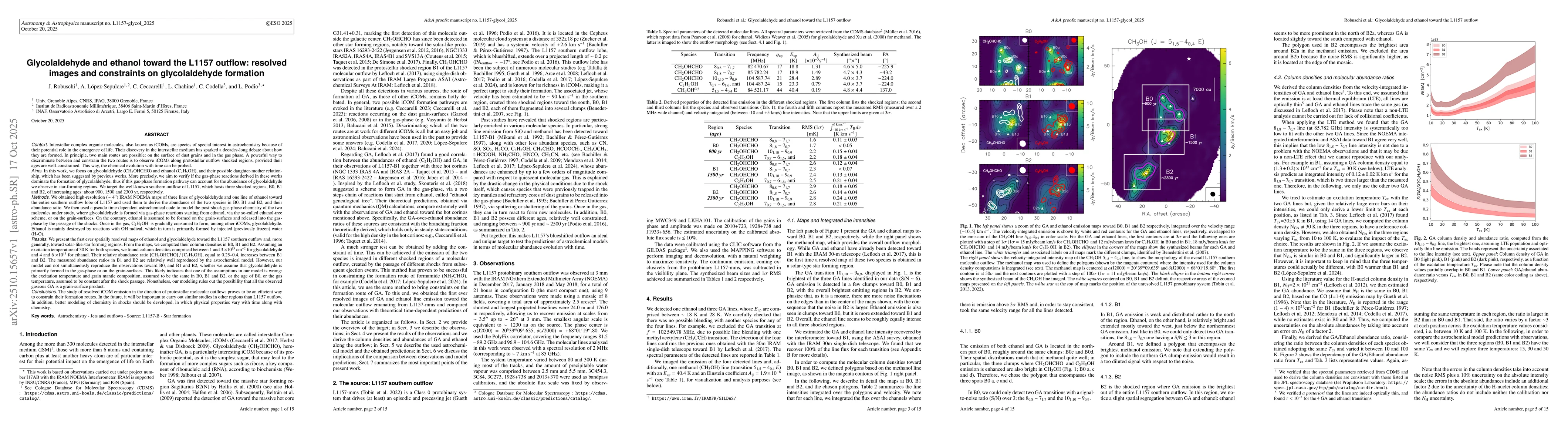 Thumbnail for Glycolaldehyde and ethanol toward the L1157 outflow: resolved images and
  constraints on glycolaldehyde formation