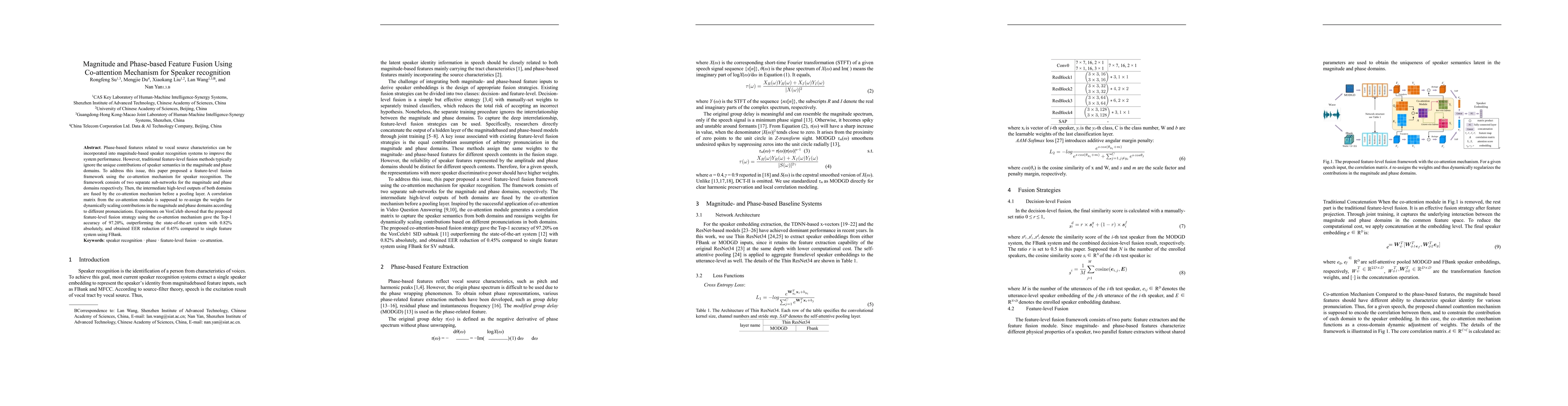 Thumbnail for Magnitude and Phase-based Feature Fusion Using Co-attention Mechanism
  for Speaker recognition