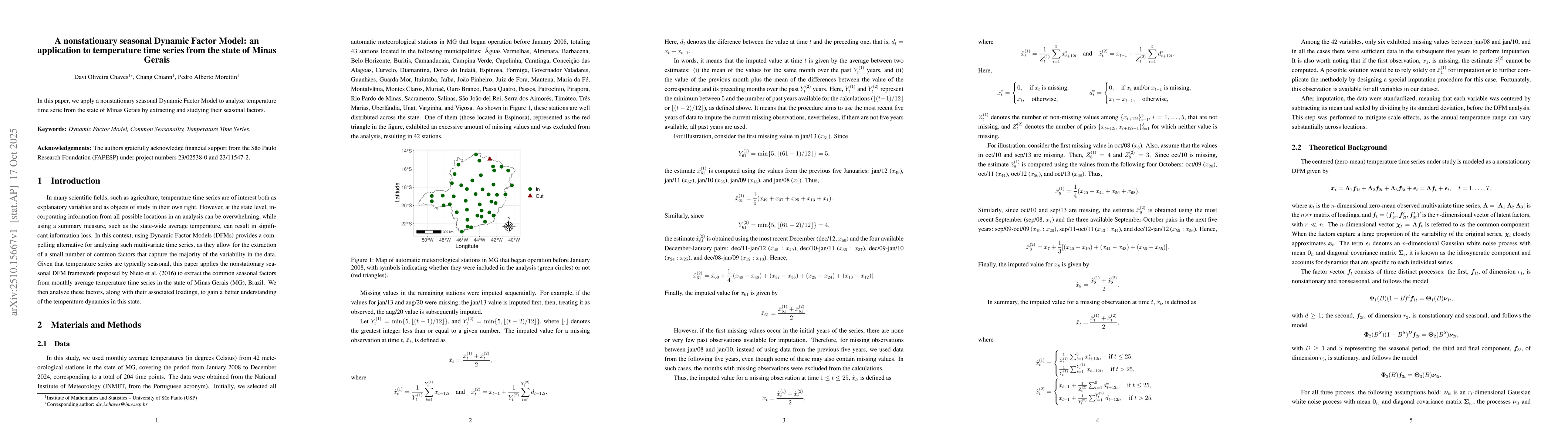 Thumbnail for A nonstationary seasonal Dynamic Factor Model: an application to
  temperature time series from the state of Minas Gerais