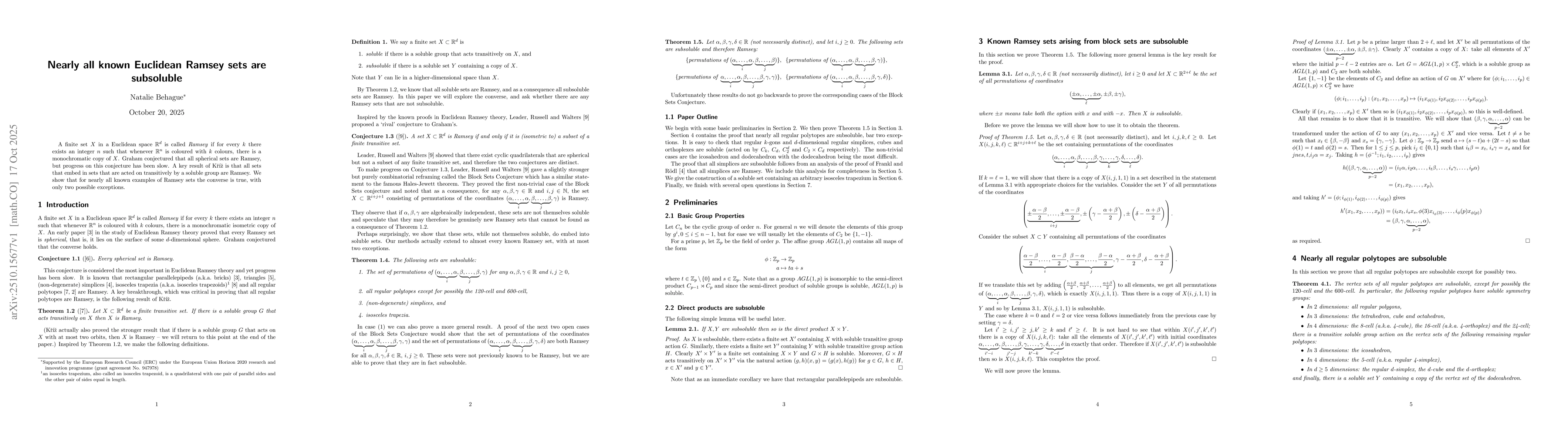 Thumbnail for Nearly all known Euclidean Ramsey sets are subsoluble