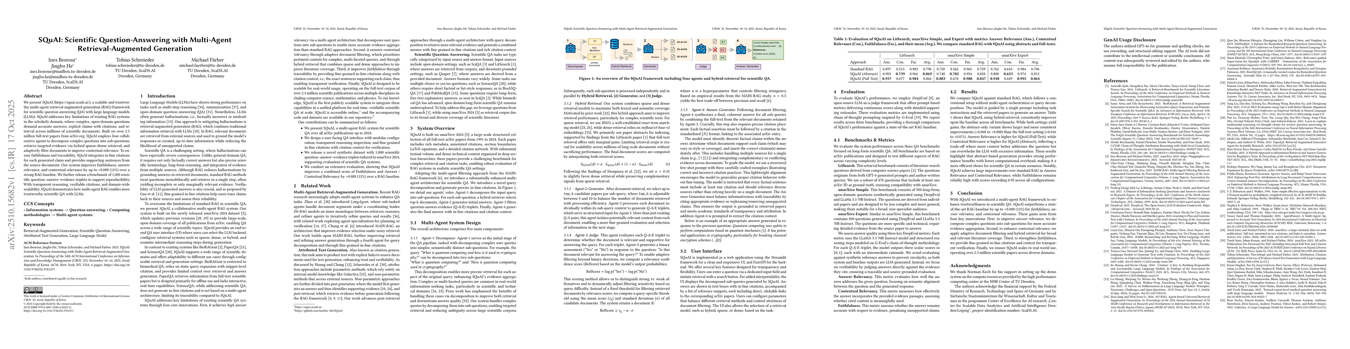 Thumbnail for SQuAI: Scientific Question-Answering with Multi-Agent
  Retrieval-Augmented Generation