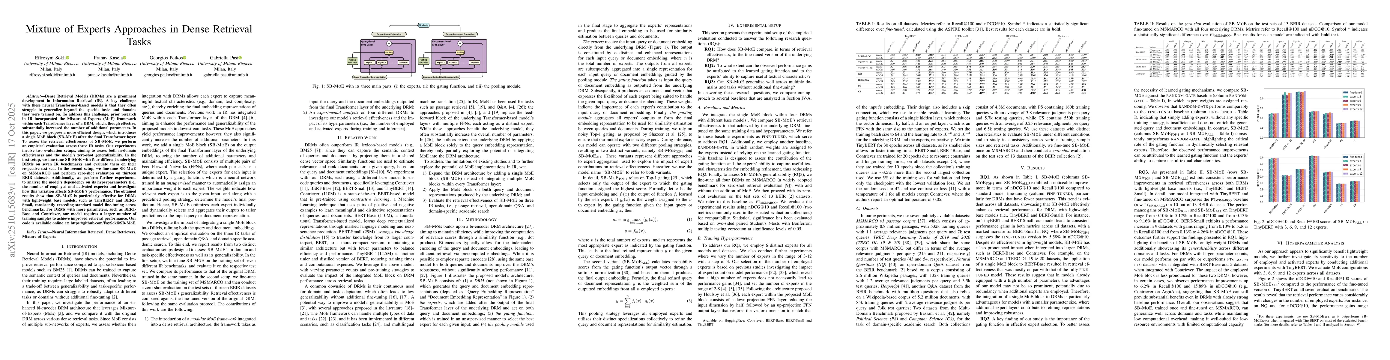Thumbnail for Mixture of Experts Approaches in Dense Retrieval Tasks