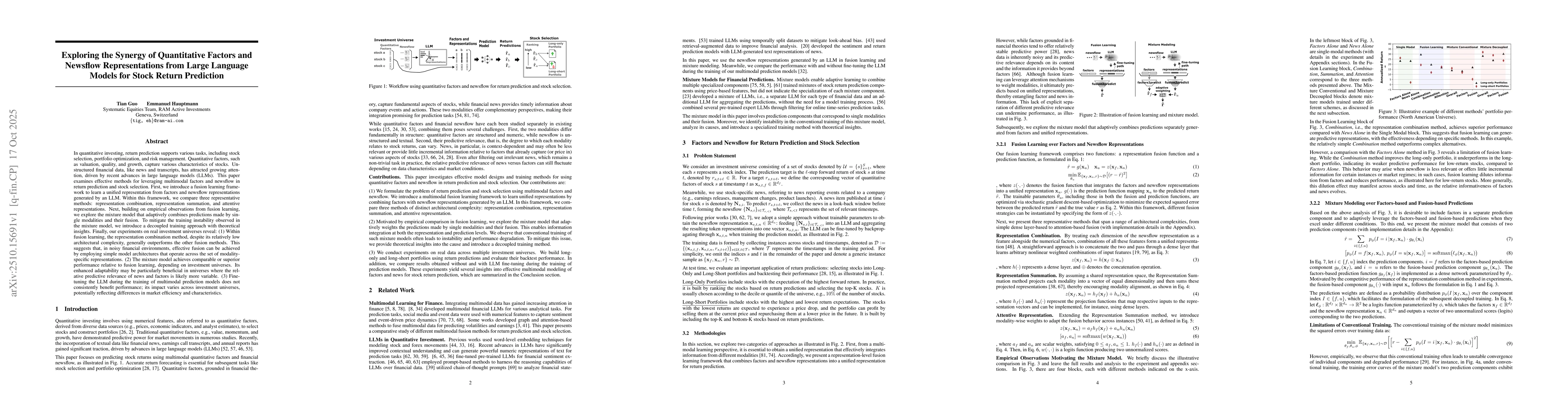 Thumbnail for Exploring the Synergy of Quantitative Factors and Newsflow
  Representations from Large Language Models for Stock Return Prediction