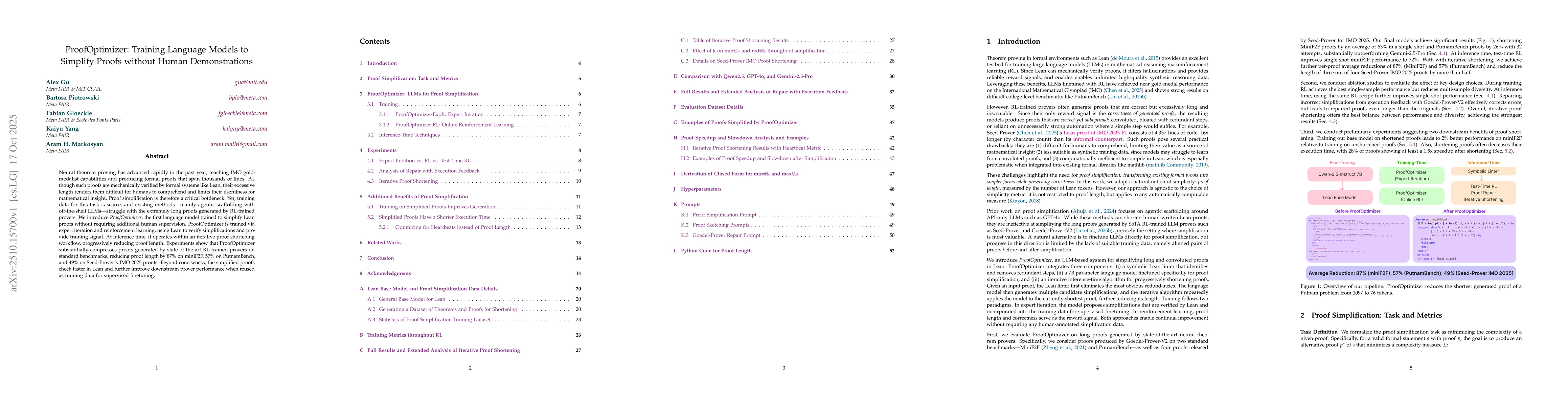 Thumbnail for ProofOptimizer: Training Language Models to Simplify Proofs without
  Human Demonstrations