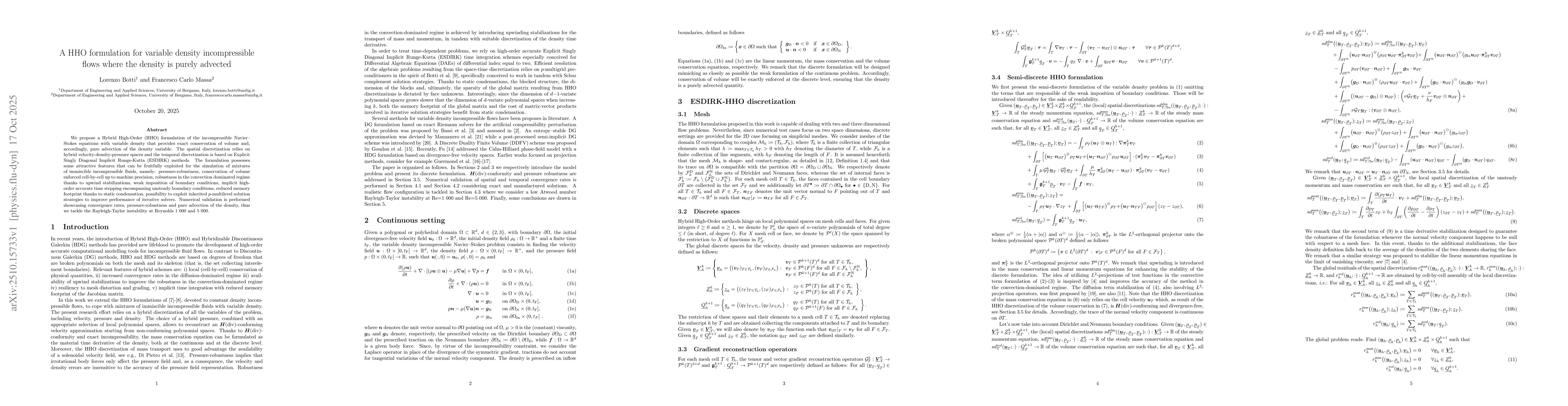 Thumbnail for A HHO formulation for variable density incompressible flows where the
  density is purely advected