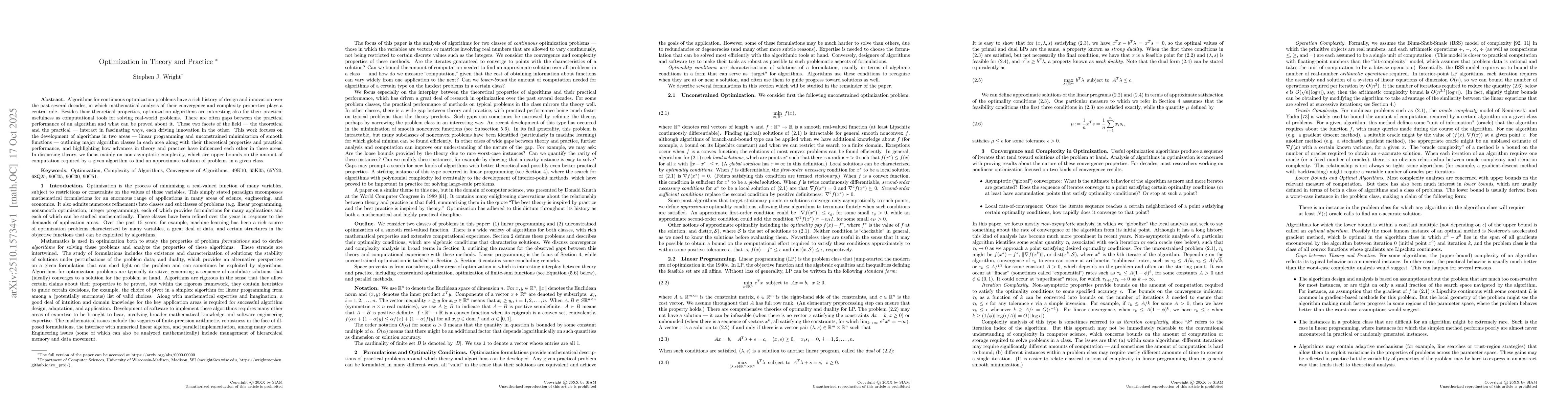 Thumbnail for Optimization in Theory and Practice