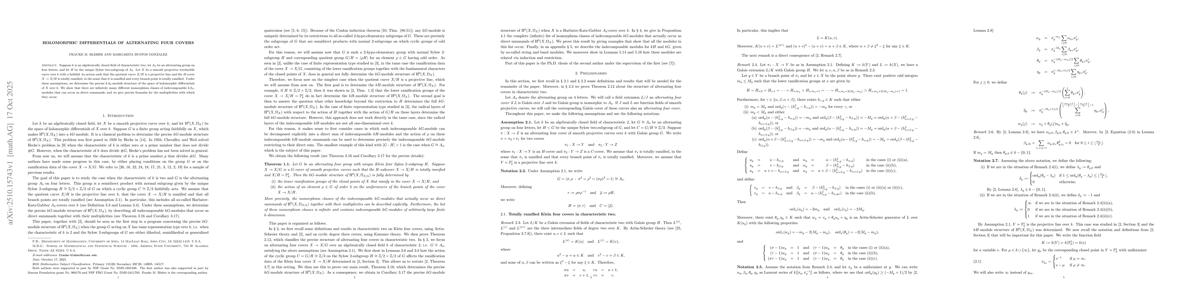 Thumbnail for Holomorphic differentials of alternating four covers