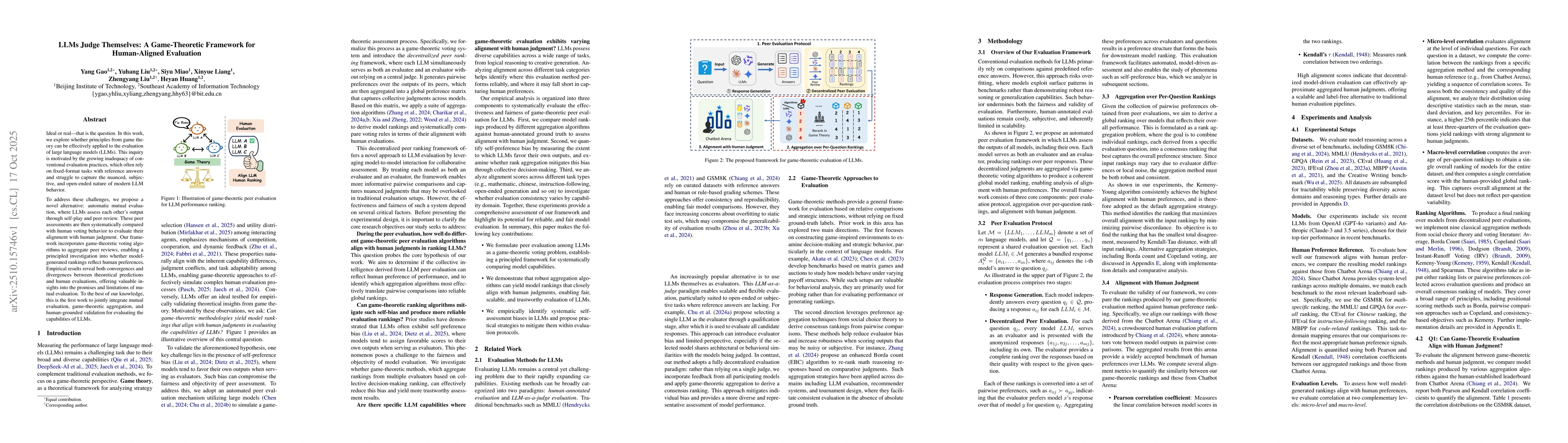 Thumbnail for LLMs Judge Themselves: A Game-Theoretic Framework for Human-Aligned
  Evaluation