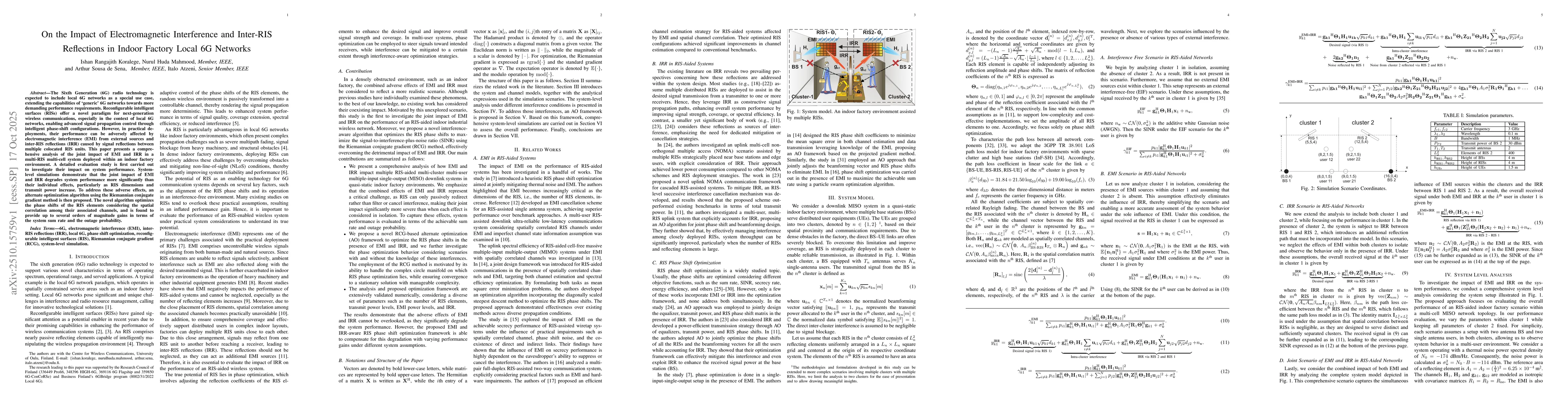 Thumbnail for On the Impact of Electromagnetic Interference and Inter-RIS Reflections
  in Indoor Factory Local 6G Networks