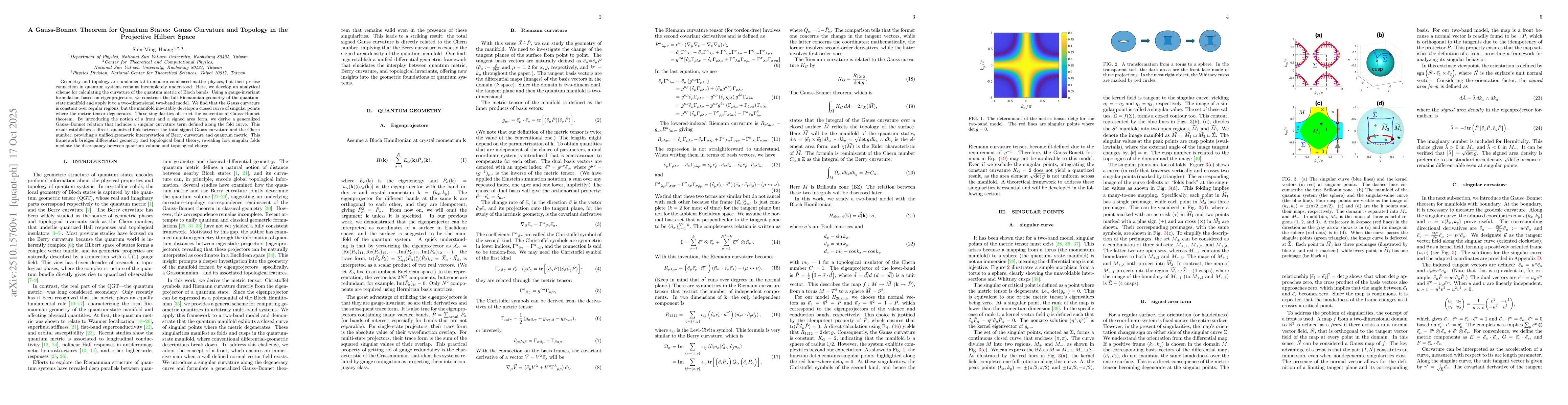 Thumbnail for A Gauss-Bonnet Theorem for Quantum States: Gauss Curvature and Topology
  in the Projective Hilbert Space