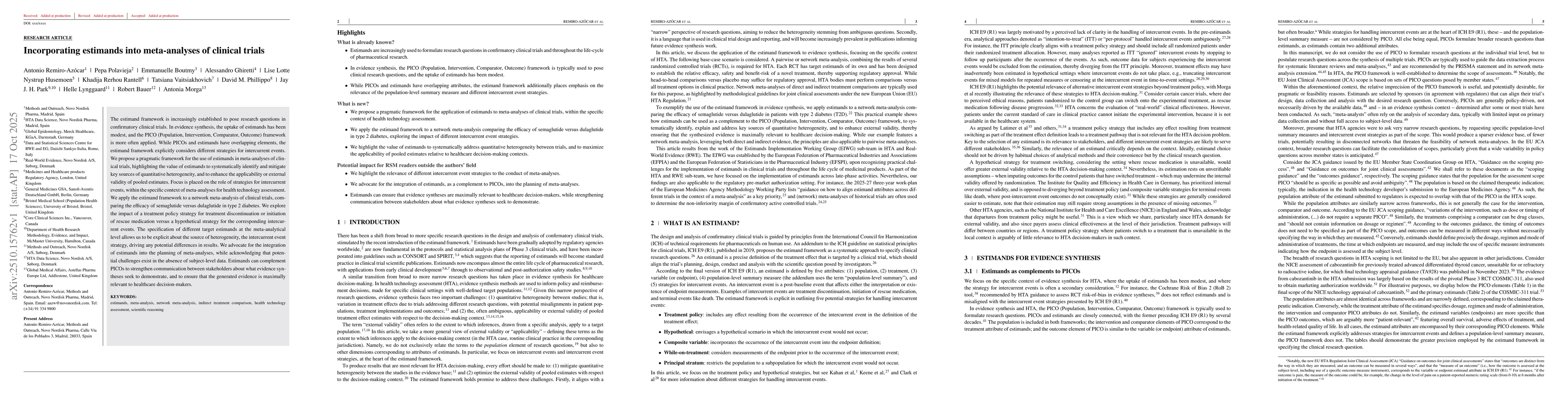 Thumbnail for Incorporating estimands into meta-analyses of clinical trials