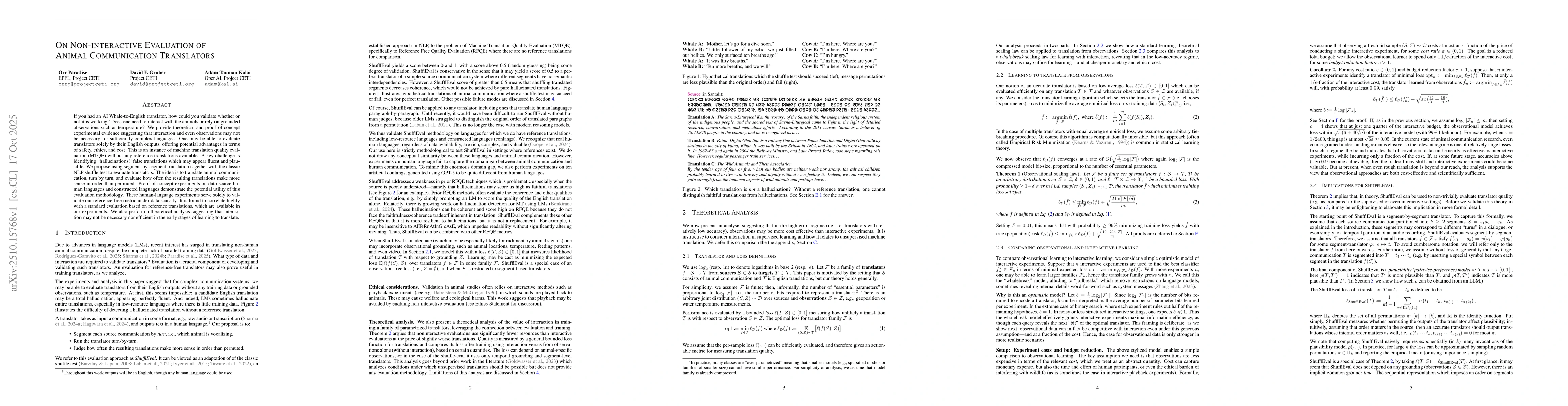 Thumbnail for On Non-interactive Evaluation of Animal Communication Translators